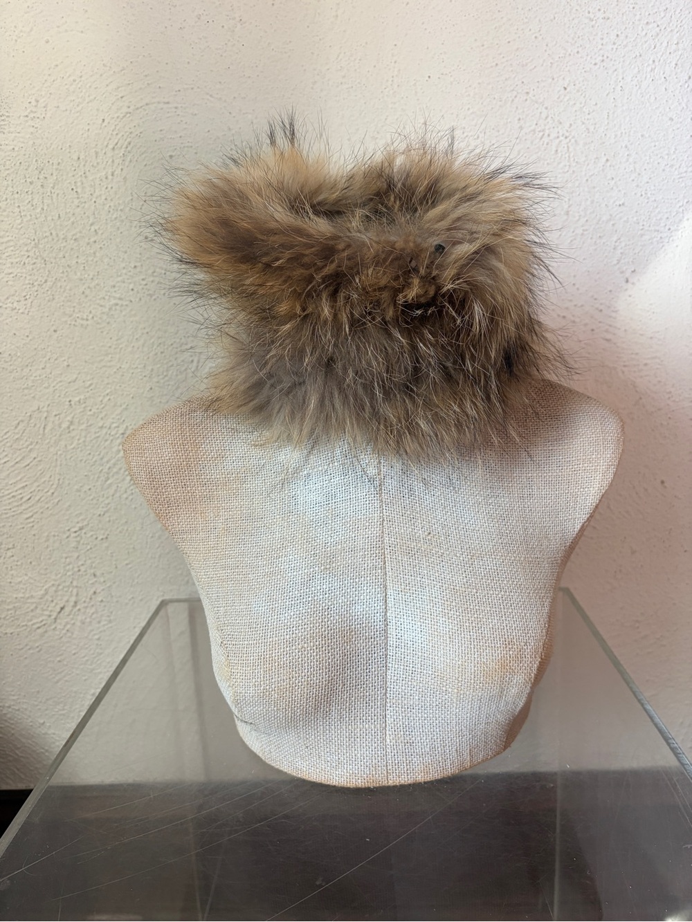 Adrienne Landau Women’s Raccoon Fur Round Collar Neckpiece Beige Brown Gray